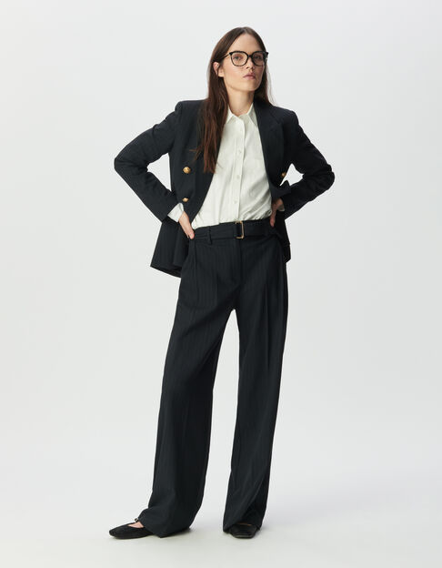 Pantalon de tailleur marine large rayures tennis Femme - IKKS