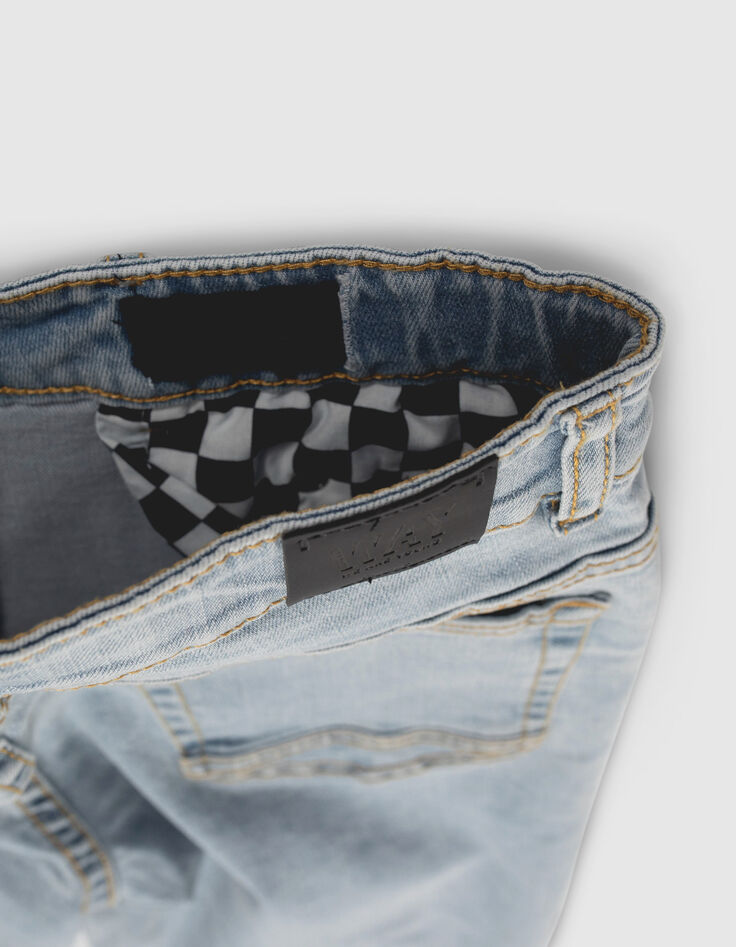 Boys’ blue straight jeans with placed distressing-4