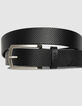 Ceinture noire cuir embossé rayures Homme-3