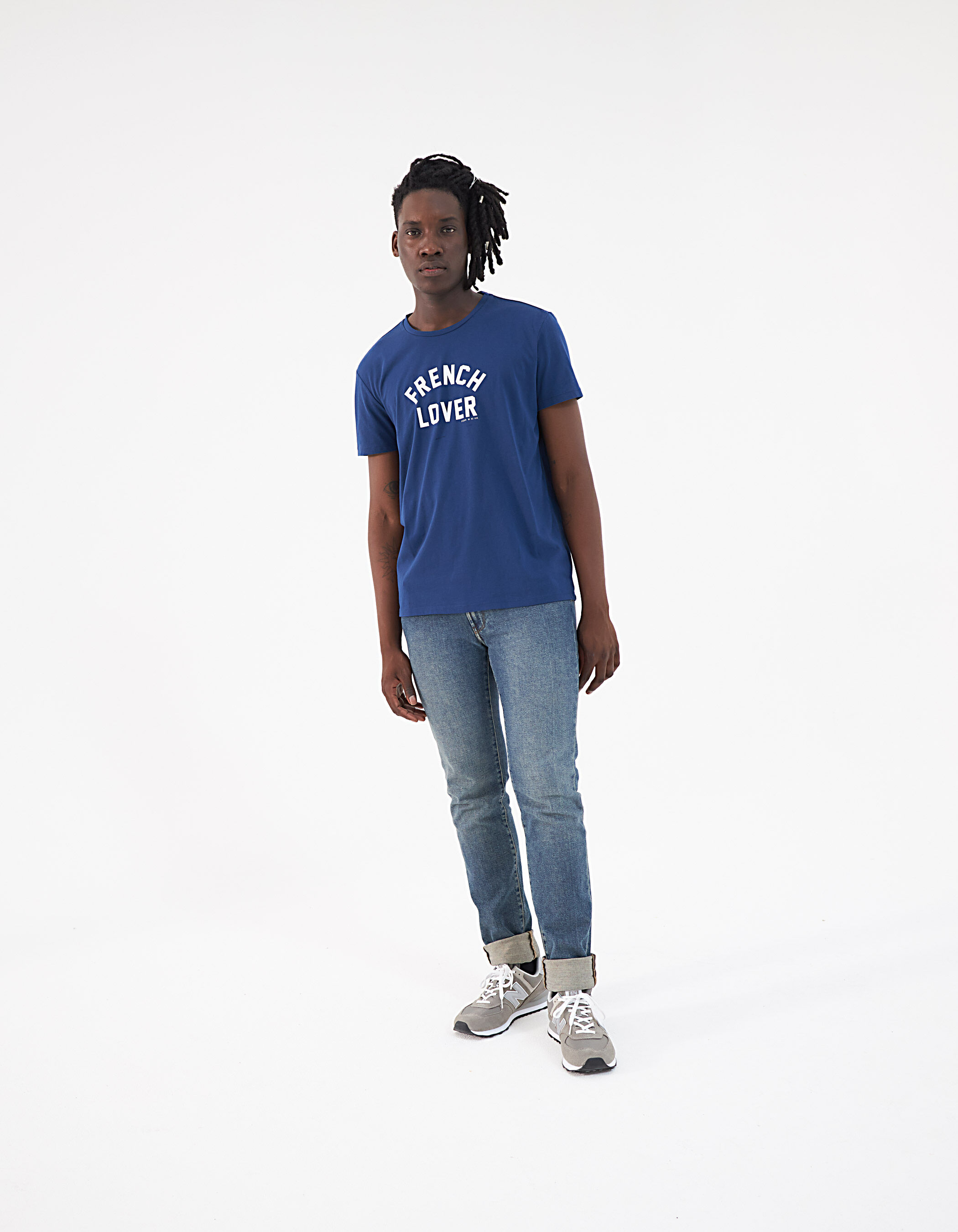 Indigo IKKS BETTER T shirt with white marking