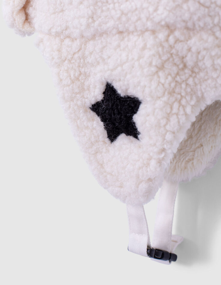 Chapka blanc cassé Sherpa brodé étoile bébé fille -4 Chapka blanc cassé Sherpa brodé étoile bébé fille -4