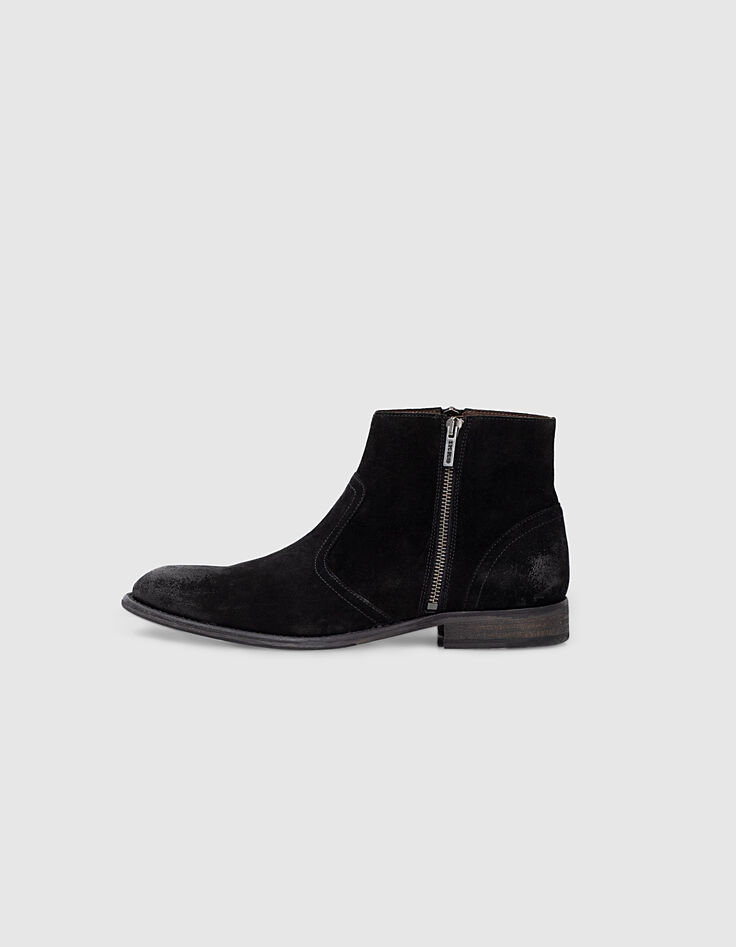 Men’s black zipped suede boots-1