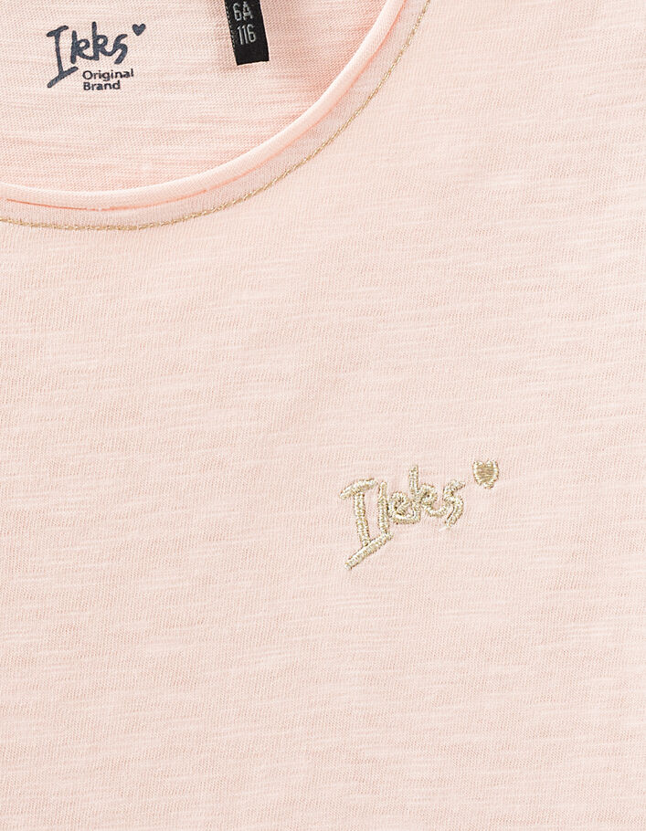 Girls’ powder pink Essentials embroidered IKKS T-shirt - IKKS