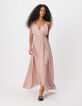 Women's pink long dress with Lyocell&reg; straps-2