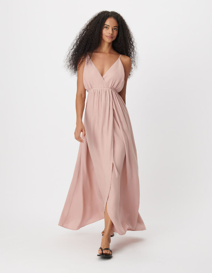 Women's pink long dress with Lyocell&reg; straps-2