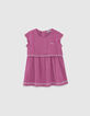 Malvenfarbenes Chiffonkleid mit Stickerei für Babymädchen-1