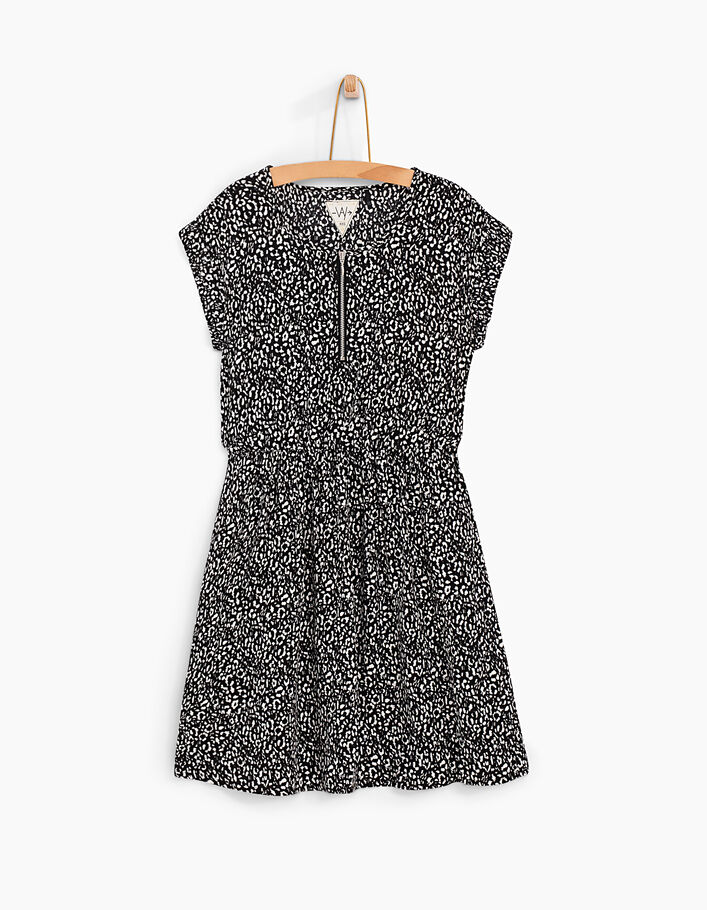 Girls’ black leopard print dress - IKKS