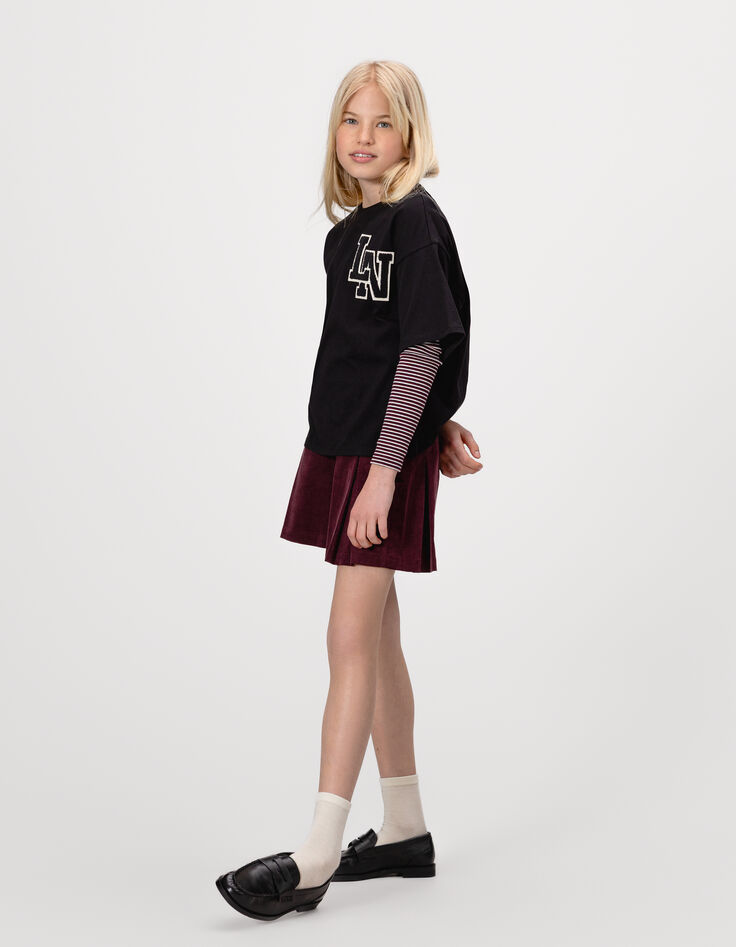 T-shirt 2-en-1 rayé et t-shirt noir manches courtes fille-2 T-shirt 2-en-1 rayé et t-shirt noir manches courtes fille-2