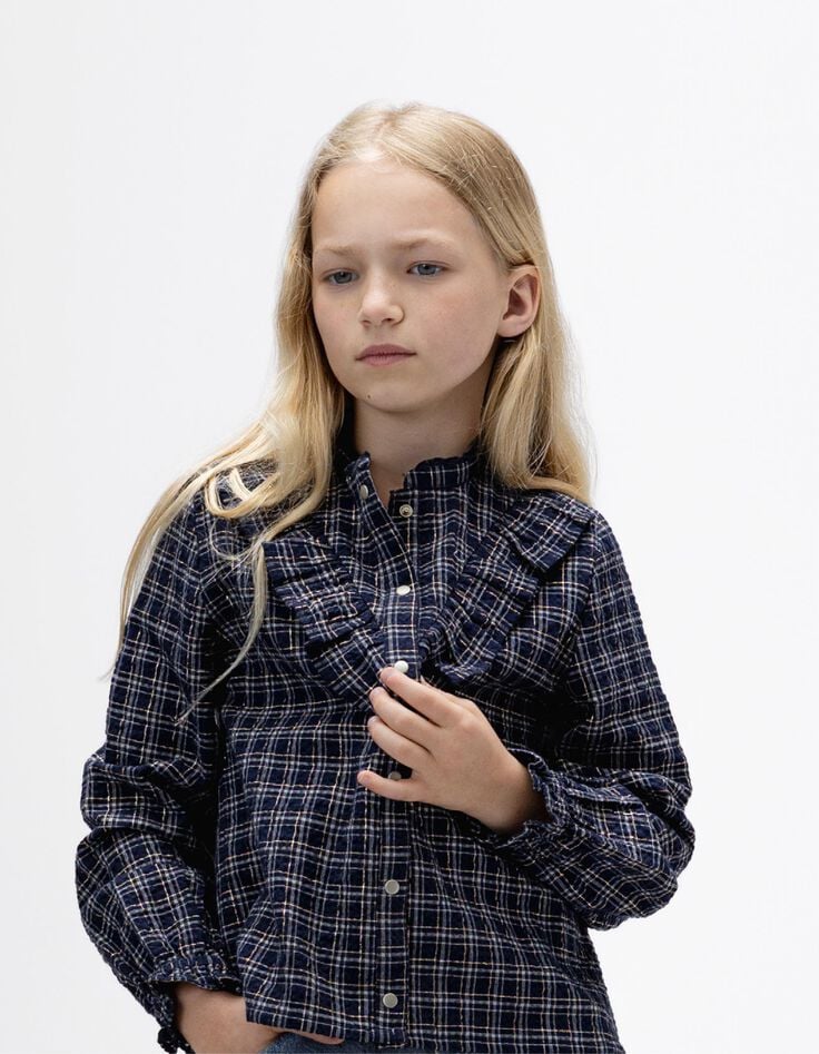 Camisa cuadros azul marino niña-2 Camisa cuadros azul marino niña-2