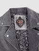 Veste en jean gris esprit motard fille-5