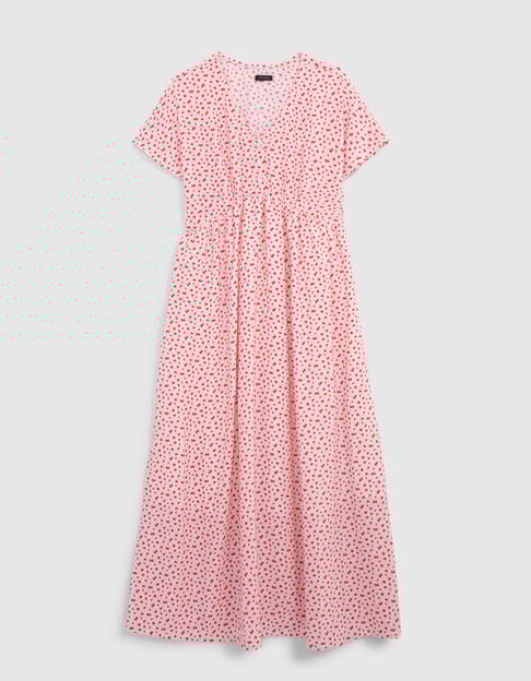 Ecru Midikleid LENZING™ ECOVERO™ rote Blumen Mädchen - IKKS