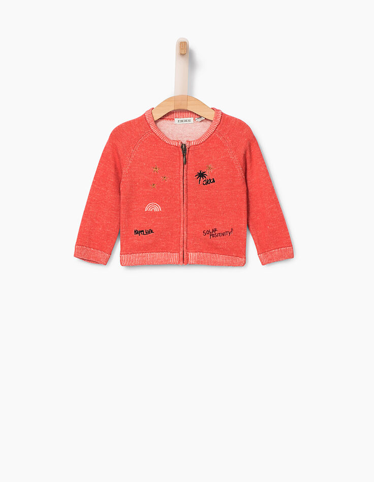 Geborduurd donkeroranje vest voor babymeisjes-1