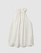Women's white satin sleeveless top-2