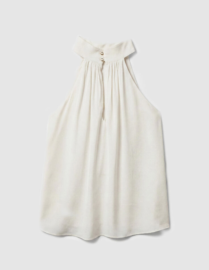 Women's white satin sleeveless top-2