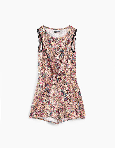 Combi short rose poudré imprimé cachemire fille - IKKS