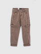 Boys&rsquo; dark khaki combat trousers-1