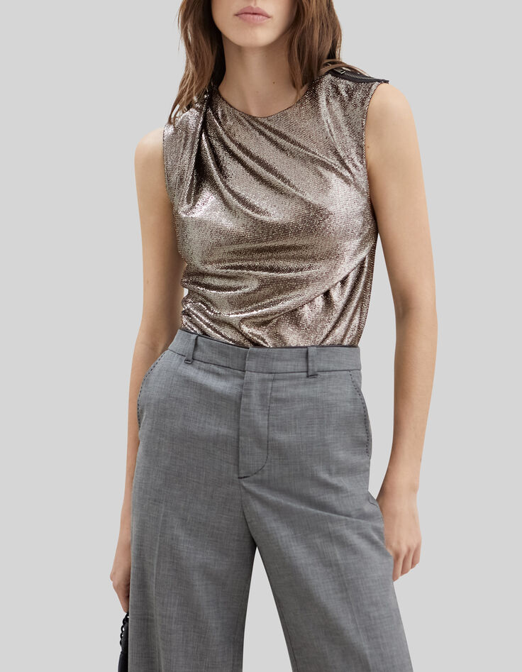 Pure Edition-Top gold drap&eacute; maille lurex Femme-2