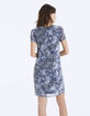 Robe droite manches courtes voile imprimé python -3