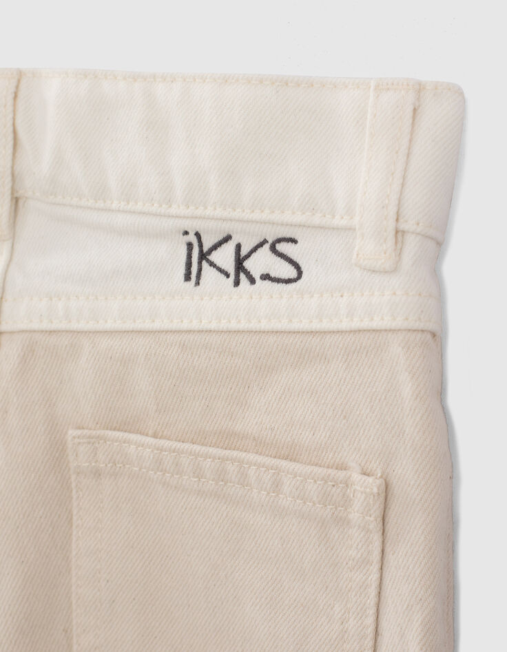 Boys&rsquo; ivory denim Bermudas with embroidery and patches-6