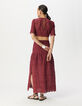 Robe longue bordeaux broderie anglaise ouverture dos Femme-2