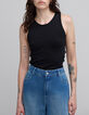 &Auml;rmelloses schwarzes Top mit offenen Studs an der Seite f&uuml;r Frauen-2