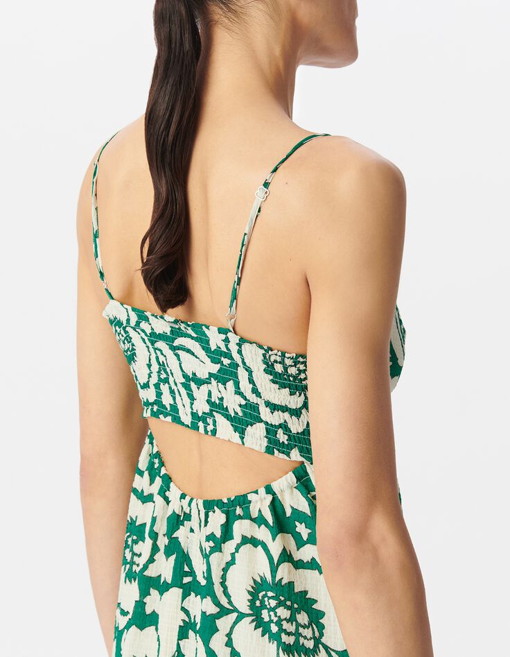 Women's green maxi tropical print long dress-4