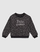 Sweat noir imprimé rock minimaliste fille-1