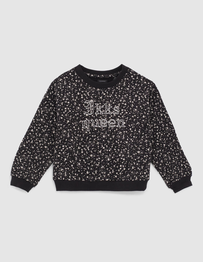 Schwarzes Mädchensweatshirt mit dezentem Rocker-Print - IKKS