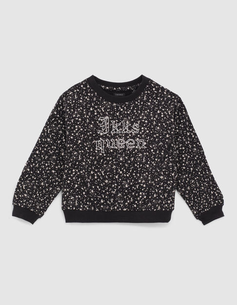 Schwarzes Mädchensweatshirt mit dezentem Rocker-Print - IKKS