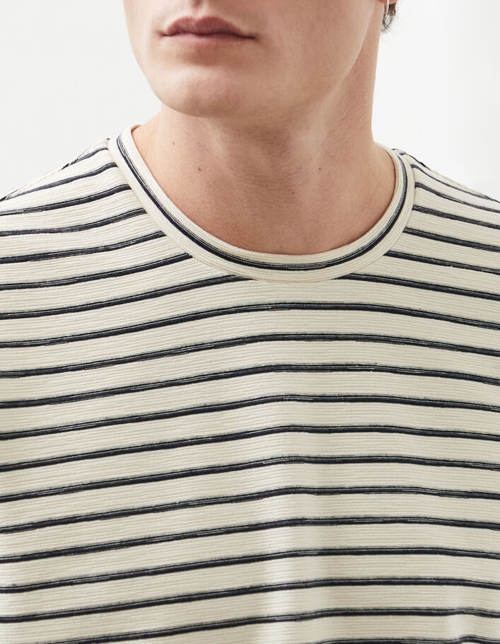 Tee-shirt marinière craie à rayures marine Homme - IKKS