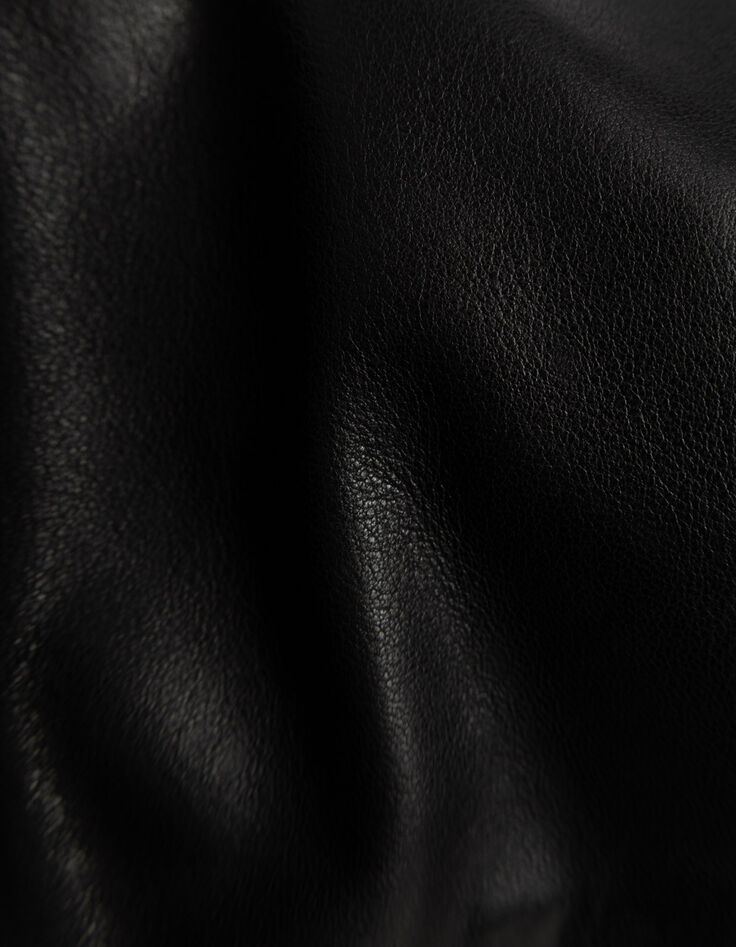 Jupe droite noire cuir longueur genoux Femme-6