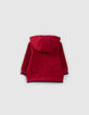 Cárdigan rojo jaspeado felpa capucha bebé niño-3