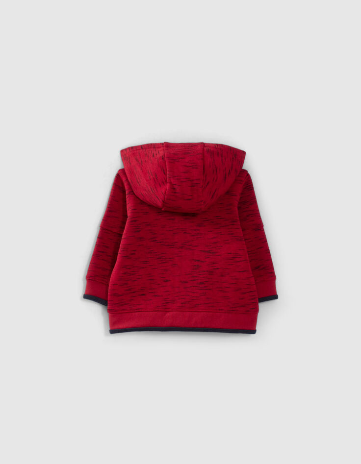 Cárdigan rojo jaspeado felpa capucha bebé niño-3