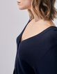 Pull marine tricot boutons dos réversible devant/dos femme-6