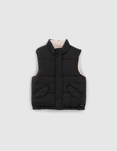 Girls’ black/ivory reversible bodywarmer