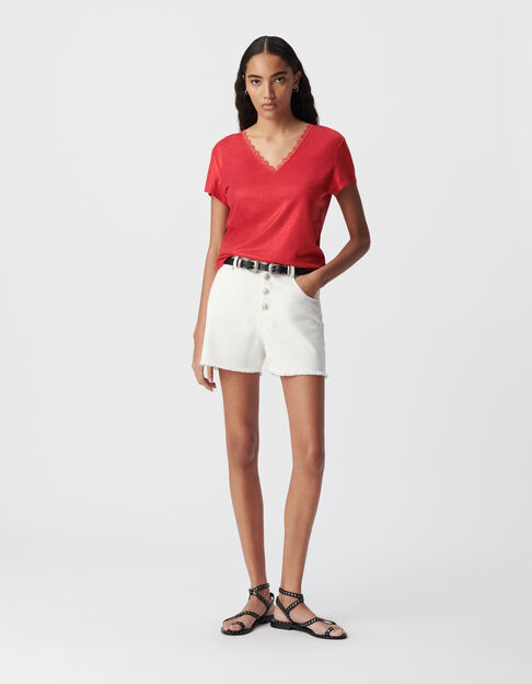 Red T-shirt with V-neck front and back - IKKS