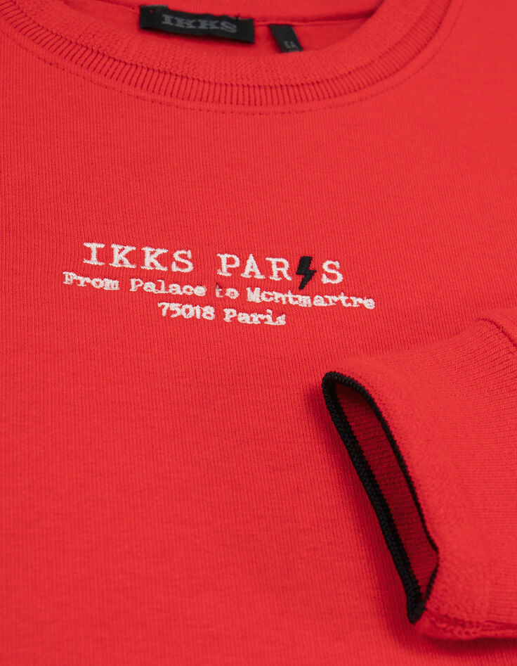 Sudadera de niño de forro polar rojo con mensaje bordado-6 Sudadera de niño de forro polar rojo con mensaje bordado-6