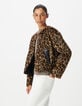 Veste r&eacute;versible noire et motif l&eacute;opard Femme-4