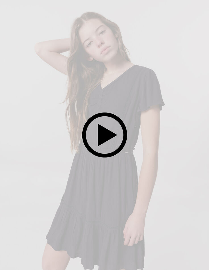 Vestido negro jacquard gofrado niña-7