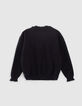 Pull navy fonc&eacute; tricot message jacquard fille-3