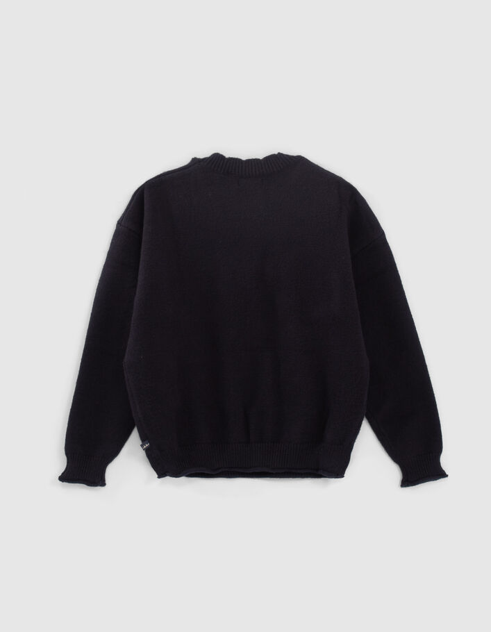 Jersey navy oscuro punto mensaje jacquard niña-5