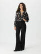 Chemise noire voile imprimé fleurs sauvages Femme-1