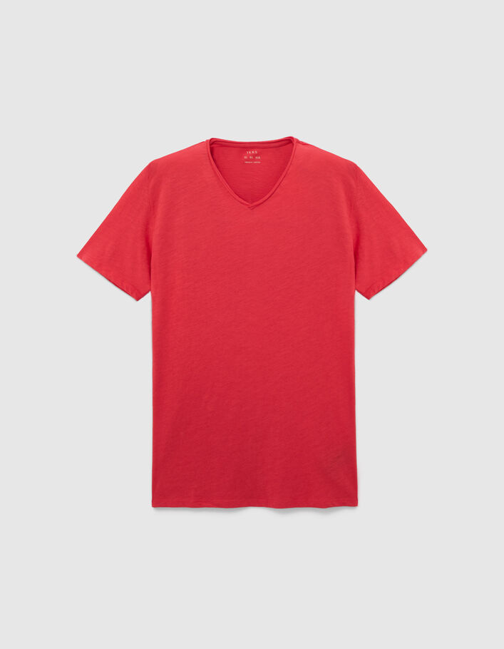 Men’s cayenne organic cotton Essential V-neck T-shirt - IKKS