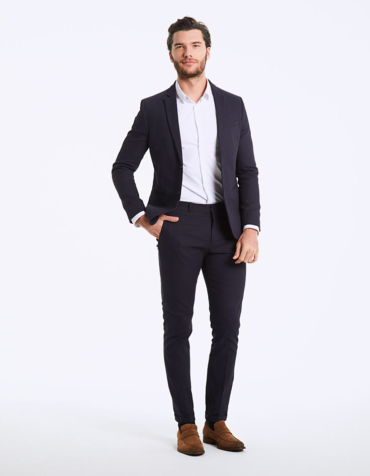 Marineblauer Herrensakko mit Rautenjacquard-6