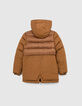 Cognac parka met gevoerde kap jongens -3