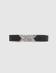 Cintur&oacute;n vestido cuero negro hebilla metal-1