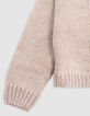 Jersey de punto calado beige de niña-4
