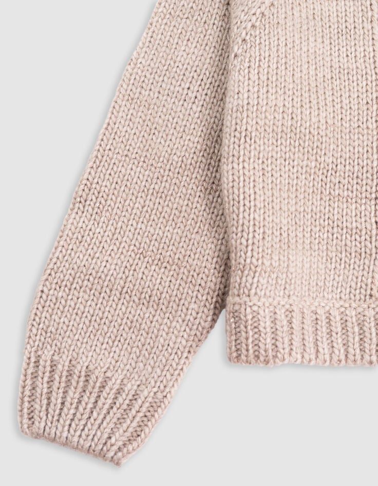 Jersey de punto calado beige de niña-4