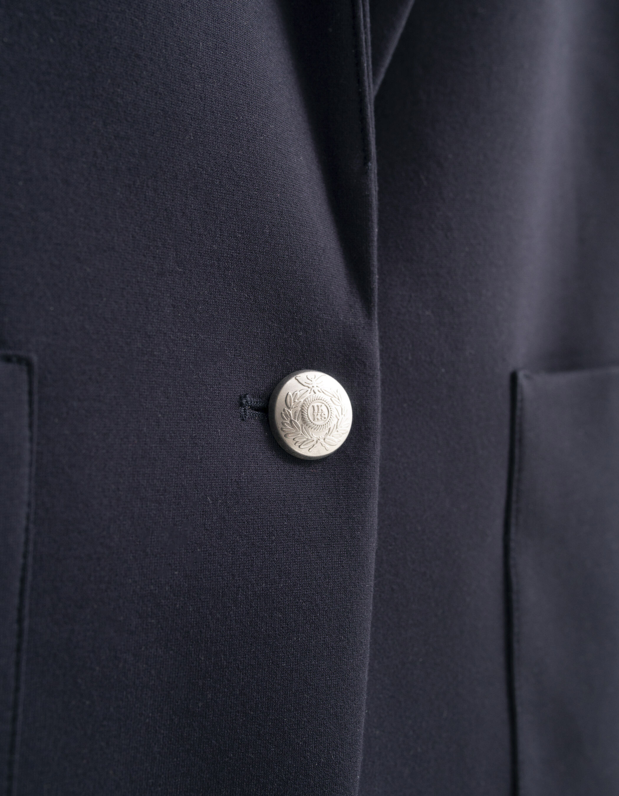 Veste tailleur marine rayures col et manches femme