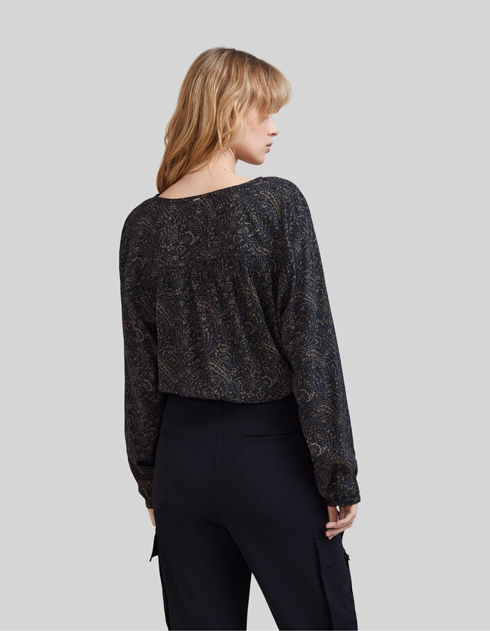 Women’s khaki LENZING™ ECOVERO™ floral paisley blouse - IKKS